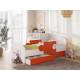 Кровать Мозаика с бортиками и ящиком белый с оранжевым