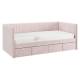 Кровать-софа с ящиками Твикс цвет велюра нежно-розовый