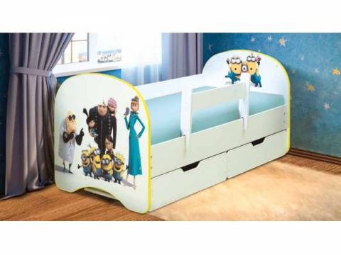 Кровать детская с фотопечатью с 2-мя ящиками Веселое семейство