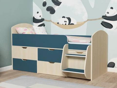 Кровать Малыш-7 Дуб-Лазурь