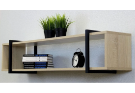 Полка металлическая ЛОФТ-12 Дуб сонома/черный матовый