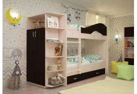 Двухъярусная кровать со шкафом Мая латофлексы венге