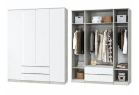 Шкаф для одежды четырехдверный Лори дуб серый, белый