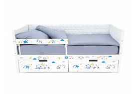 Кровать-тахта Svogen мягкая с ящиками и бортиком с фото белый/барашки