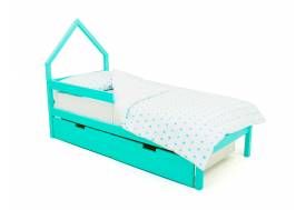 Кровать-домик мини Svogen с ящиками и бортиком мятный