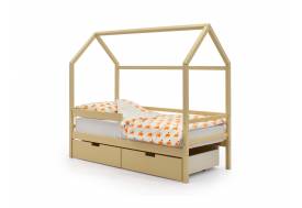 Кровать-домик Svogen с ящиками и бортиком бежевый