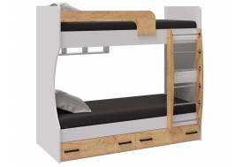 Кровать двухъярусная Лючия белый/дуб крафт золотой