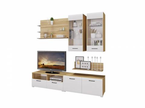 Гостиная Ненси 3 Крафт золотой, Белый глянец