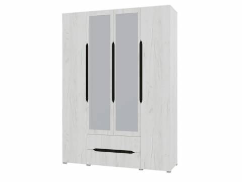 Шкаф 4х створчатый Вега с зеркалами Крафт белый