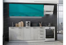 Кухонный гарнитур Лагуна МДФ 2000 морская волна софт/дуб седой