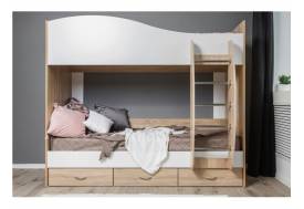 Кровать Mamamia двухъярусная с ящиками КР-05 Дуб сонома-Белый