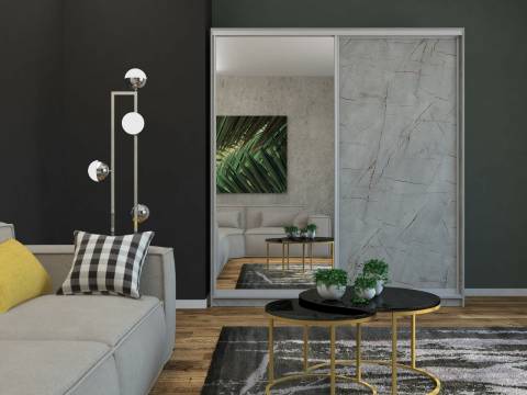 Шкаф-купе Ксения 1600 ЛДСП/зеркало Каспий светлый