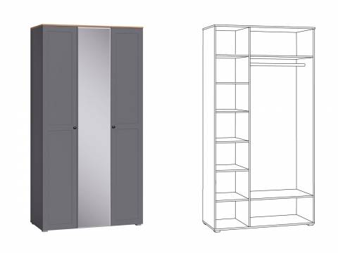 Шкаф для одежды 13.336.03 Остин Серый Графит