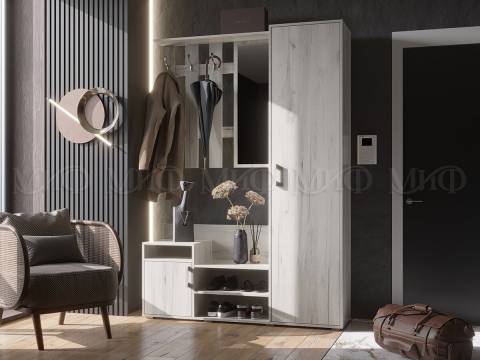 Прихожая Визит Миф Дуб Крафт Белый/Дуб Крафт Белый