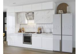 Кухонный гарнитур Оливия 3000 Белый глянец холодный/Мрамор золото