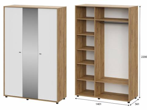 Шкаф четырехстворчатый Милан Дуб Золотой/Белый Матовый