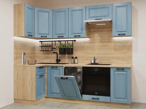 Кухонный гарнитур арт 21 Роял Вуд Голубой Вегас 1000х2450 мм