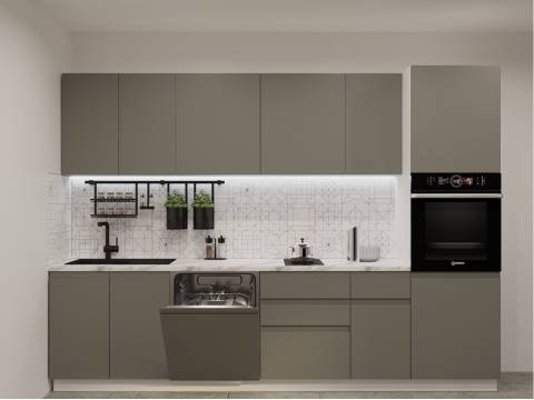 Кухонный гарнитур арт 12 Лайн Обсидиан 3000 мм