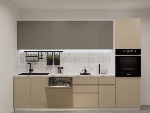 Кухонный гарнитур арт 13 Лайн Обсидиан Пикрит 3000 мм