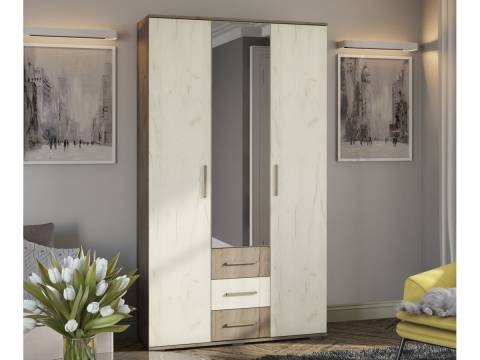 Шкаф трехстворчатый Парма дуб крафт серый-дуб крафт белый