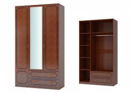 Шкаф ШР-3 платье и бельё с зеркалом Лак Орех