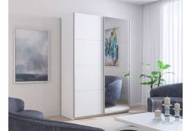 Шкаф-купе Прайм 2-х дверный 1200 Зеркало/ДСП Белый Снег