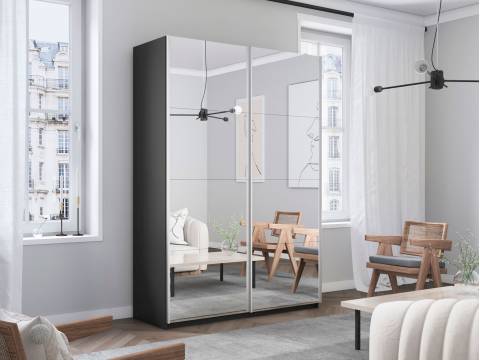 Шкаф-купе Прайм 2-х дверный 1400 два зеркала Серый Диамант