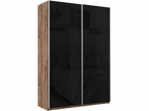 Шкаф-купе Прайм 2-х дверный 1600 Стекло Черное Крафт табачный