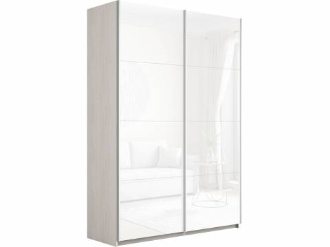 Шкаф-купе Прайм 2-х дверный 1600 Стекло Белое Ясень Анкор Светлый