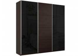 Шкаф-купе Прайм 3-х дверный 1800 два Стекла Черные/ДСП Венге