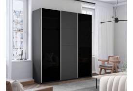 Шкаф-купе Прайм 3-х дверный 1800 два Стекла Черные/ДСП Серый Диамант