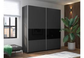Шкаф-купе Прайм Широкий 2-х дверный ДСП/вставки Стекло Черное Серый Диамант