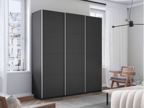 Шкаф-купе Прайм Широкий 3-х дверный три ДСП Серый Диамант