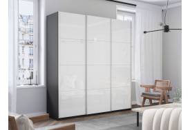 Шкаф-купе Прайм Широкий 3-х дверный три белых стекла Серый Диамант