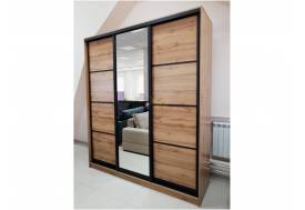 Шкаф купе трехдверный 2 глухие 1 зеркальная Дуб вотан 2700 мм