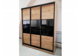 Шкаф купе трехдверный 3 вставка стекло Дуб вотан 2100 мм