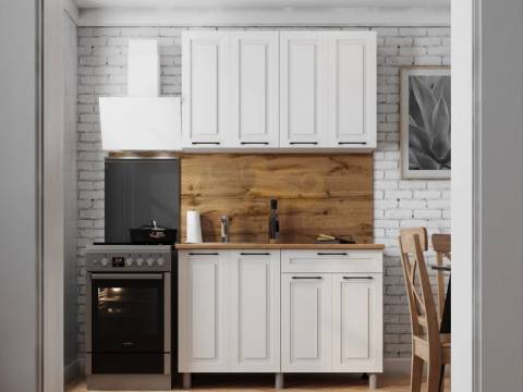 Кухня Аликанте 1200 МДФ Белый снег без столешницы