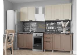 Кухня Ривьера 2000 без стекла МДФ Карбон Брюле/Карбон Латте без столешницы