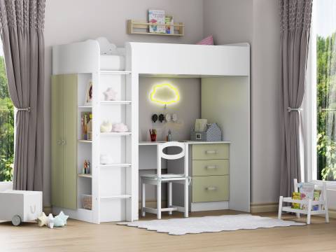 Кровать чердак Теремок 3 Шалфей