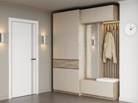 Модульная прихожая Бостон ЛДСП кашемир с двухдверным шкафом