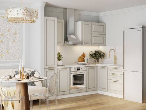 Кухонный гарнитур Кварц Грей Софт 2400х1600 мм