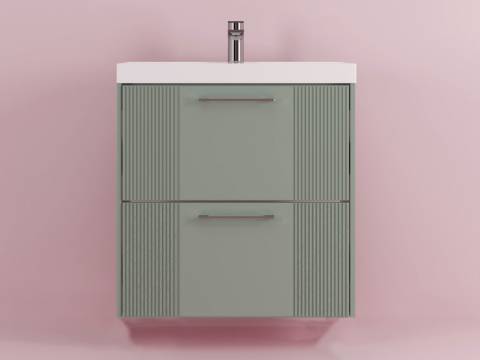 Тумба Альба 80 подвесная 2 ящика раковина Слим 80 мята