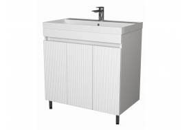 Тумба Куба Риф 80 напольная 3 двери белый раковина Комфорт 80