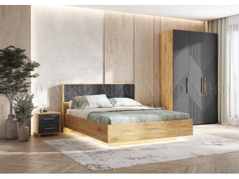 Спальня Ирис Браш Графит/Дуб Крафт