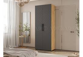 Шкаф двухстворчатый (900) Флэш Браш Графит, Дуб Крафт