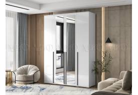 Шкаф 4-х створчатый Норд 1600 с зеркалами белый глянец