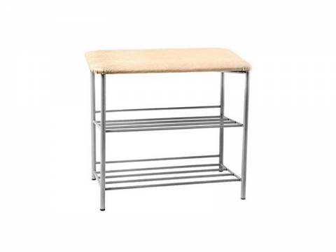 Банкетка малая (обувница) кожзам бежевый, ножки серые