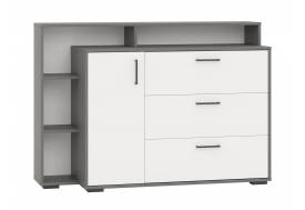 Комод с дверкой и тремя ящиками 4-4423 Графит, Белый