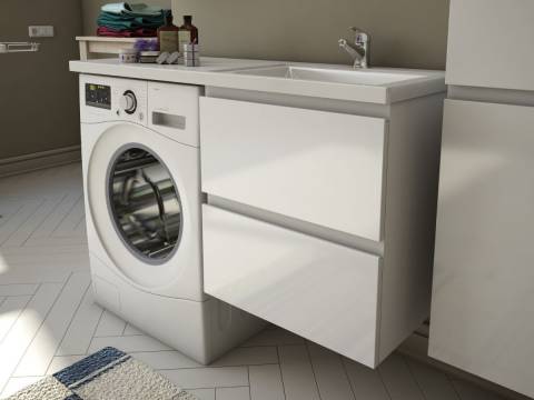 Тумба с раковиной Dallas Luxe 1300 навесная 2 ящика правая