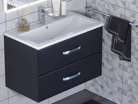 Тумба с раковиной Uperwood Foster черная 80 см